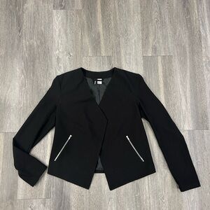 H&M Divided Black Blazer with Silver Zipper Details